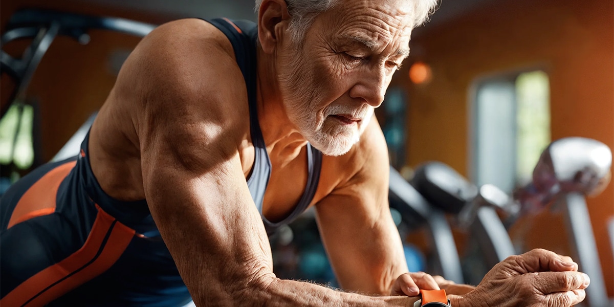 A person closely examining a fitness tracker on their wrist, using it to monitor their blood sugar levels, symbolizing proactive diabetes management.