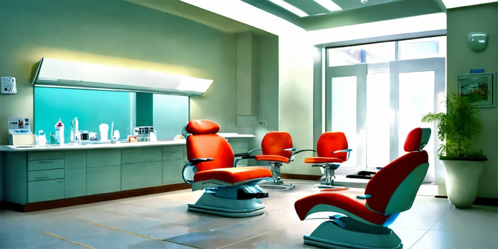 Modern dentist clinic equipped for denture and implant maintenance.